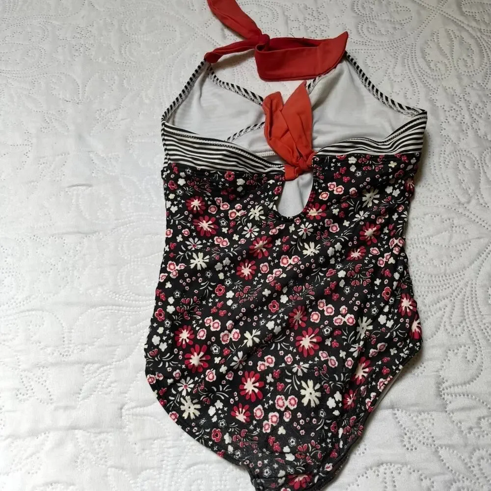 Tea Collection Mixed Print Halter One Piece Swim Suit Size 5